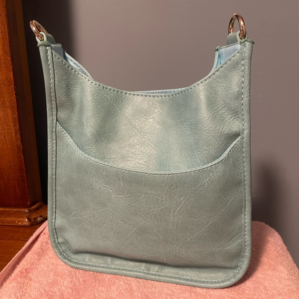 Mint Blue Crossbody Bag with Front Slip Pocket